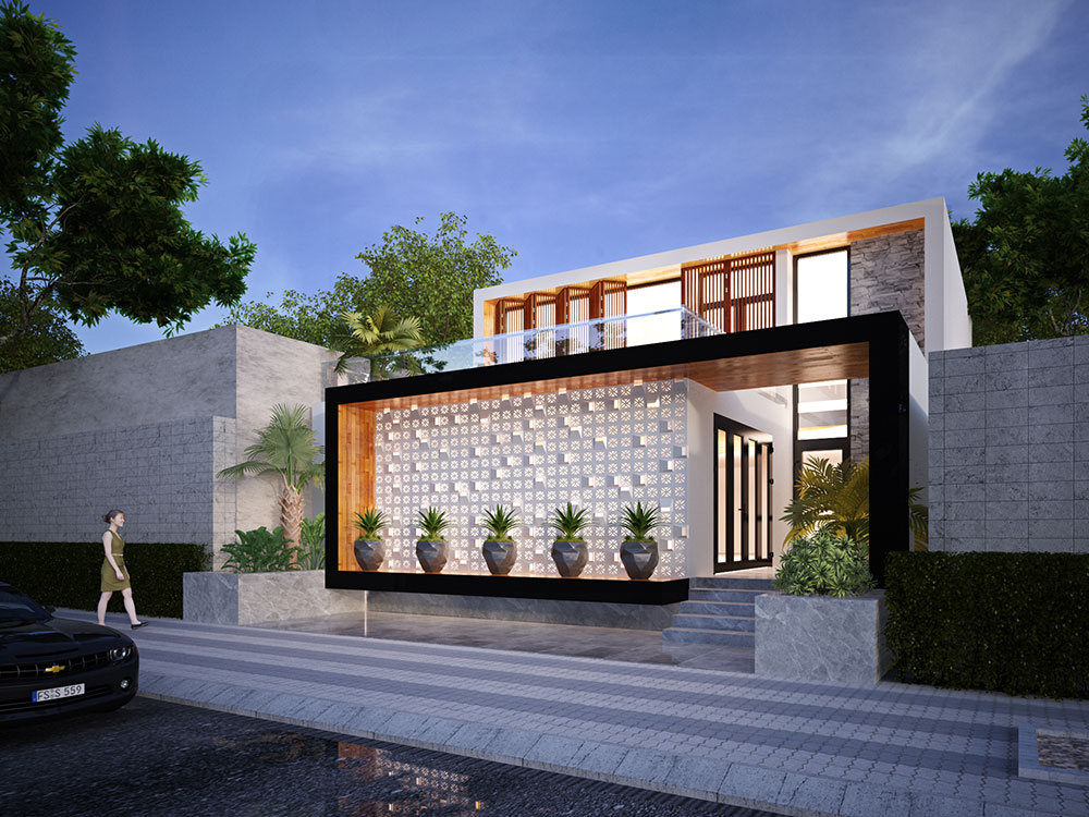Căn biệt thự nhìn từ góc nghiêng